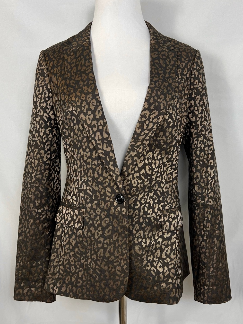 Banana Republic Bronze Metallic Leopard-Print Blazer